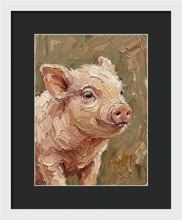 Piglet Portrait In Palette Knife Style