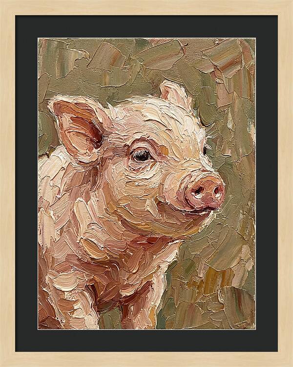 Piglet Portrait In Palette Knife Style