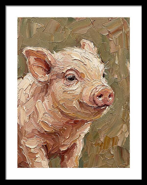 Piglet Portrait In Palette Knife Style