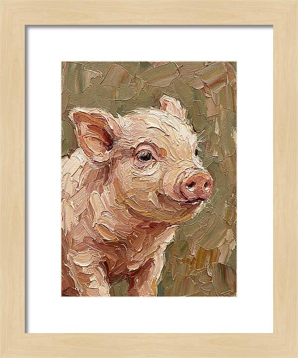 Piglet Portrait In Palette Knife Style