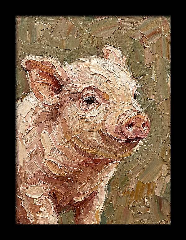 Piglet Portrait In Palette Knife Style