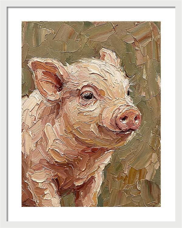 Piglet Portrait In Palette Knife Style
