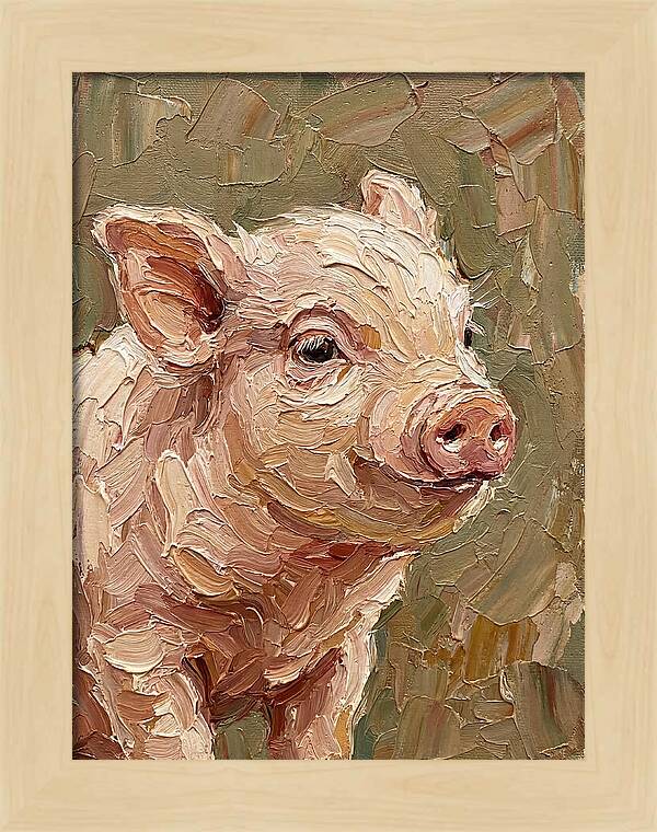 Piglet Portrait In Palette Knife Style