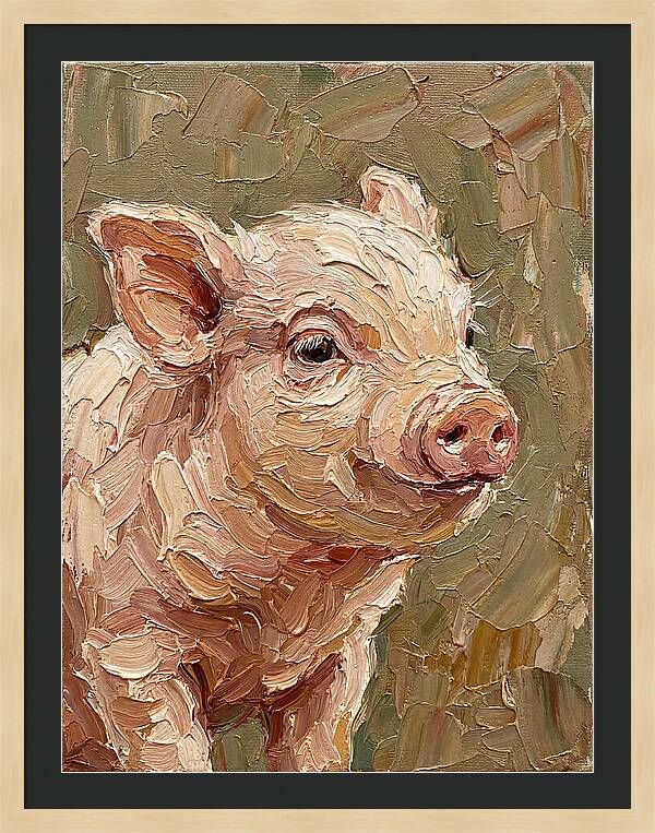 Piglet Portrait In Palette Knife Style