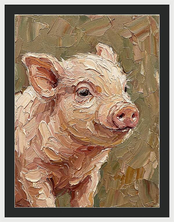 Piglet Portrait In Palette Knife Style