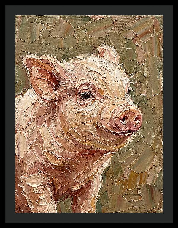Piglet Portrait In Palette Knife Style