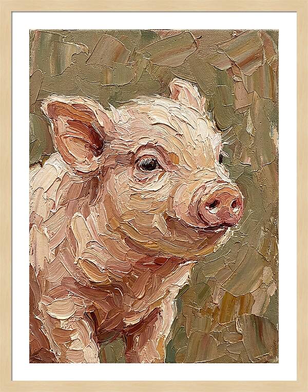 Piglet Portrait In Palette Knife Style