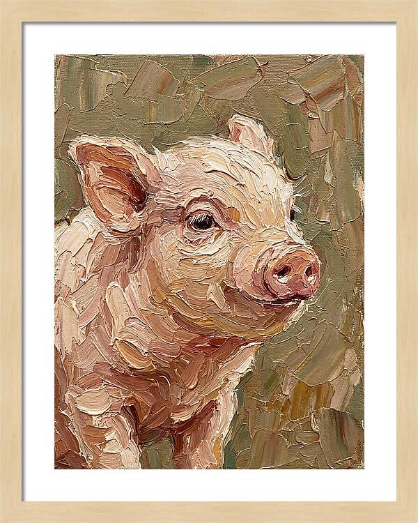 Piglet Portrait In Palette Knife Style