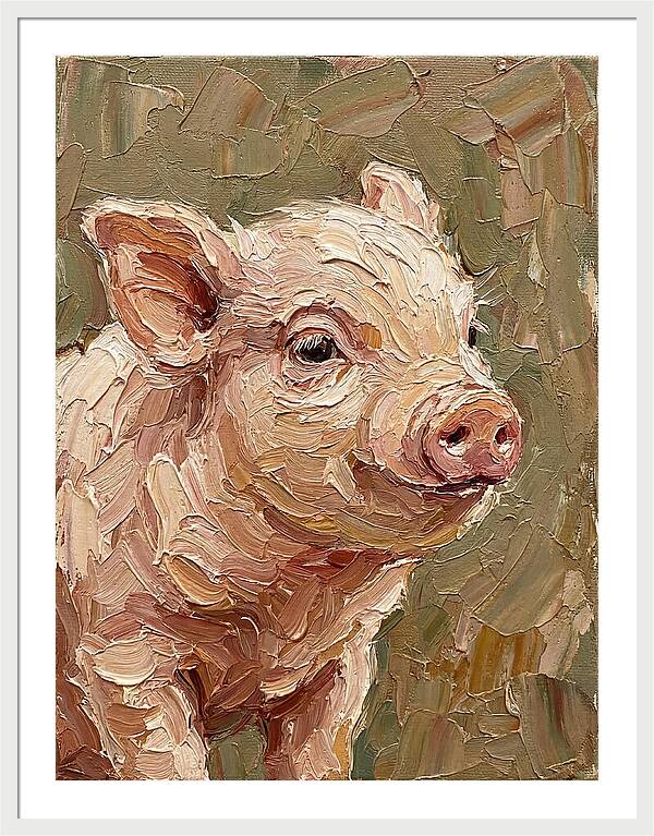 Piglet Portrait In Palette Knife Style