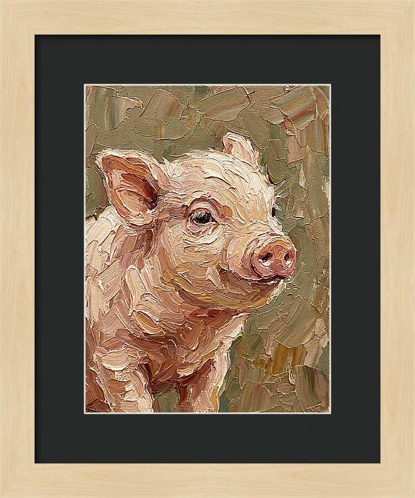 Piglet Portrait In Palette Knife Style