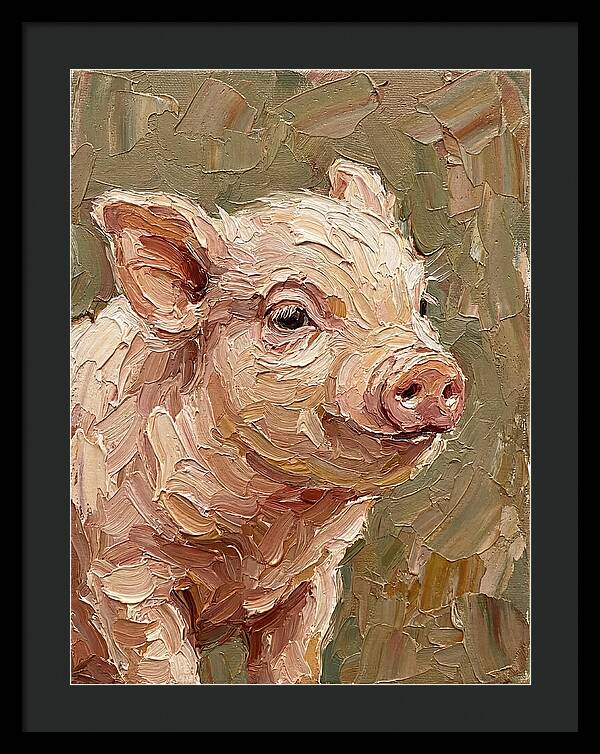 Piglet Portrait In Palette Knife Style