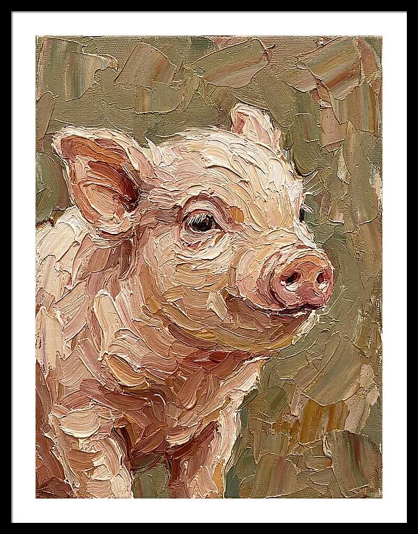 Piglet Portrait In Palette Knife Style