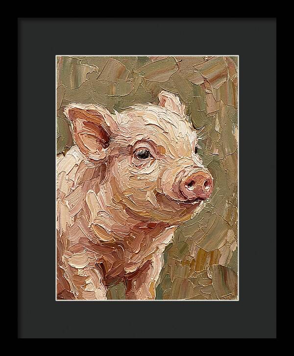 Piglet Portrait In Palette Knife Style