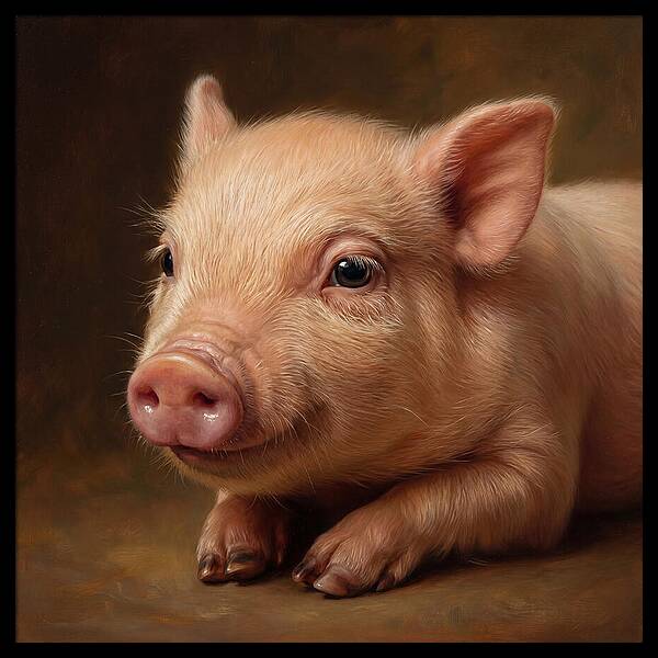 Piglet Portrait In Realism