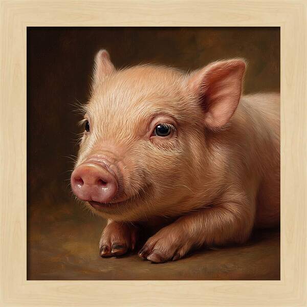 Piglet Portrait In Realism