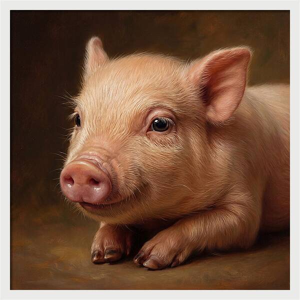 Piglet Portrait In Realism
