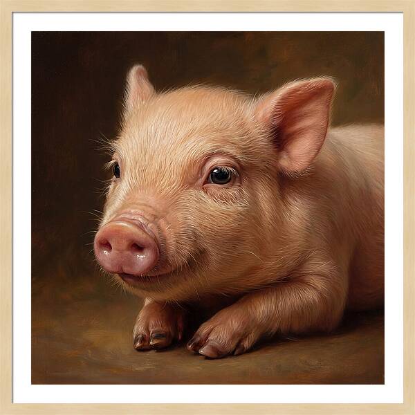Piglet Portrait In Realism