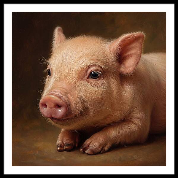 Piglet Portrait In Realism