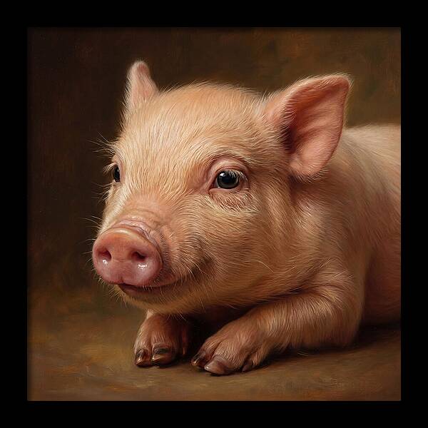 Piglet Portrait In Realism