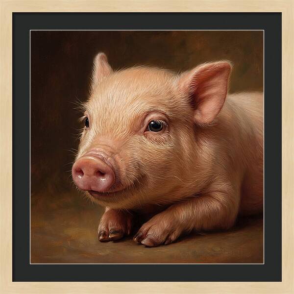 Piglet Portrait In Realism