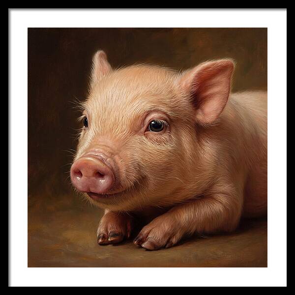 Piglet Portrait In Realism