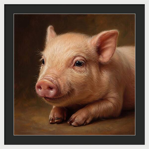 Piglet Portrait In Realism