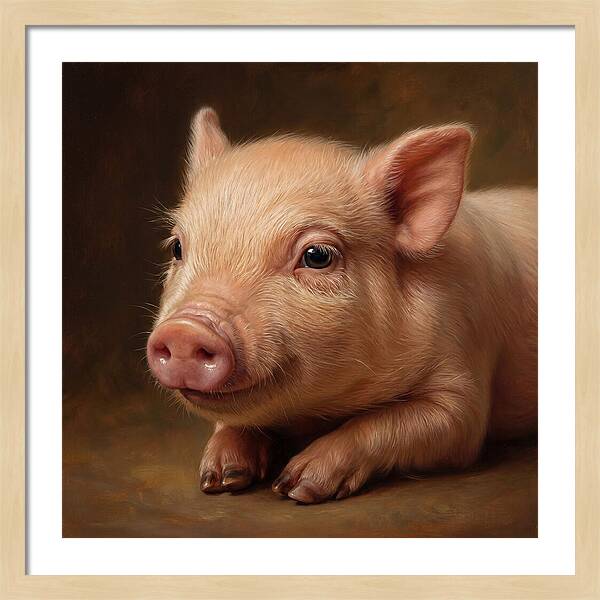 Piglet Portrait In Realism