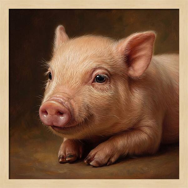 Piglet Portrait In Realism