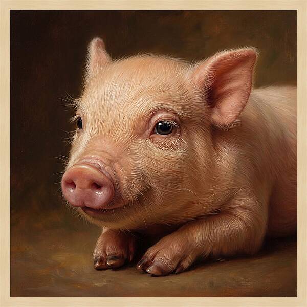 Piglet Portrait In Realism