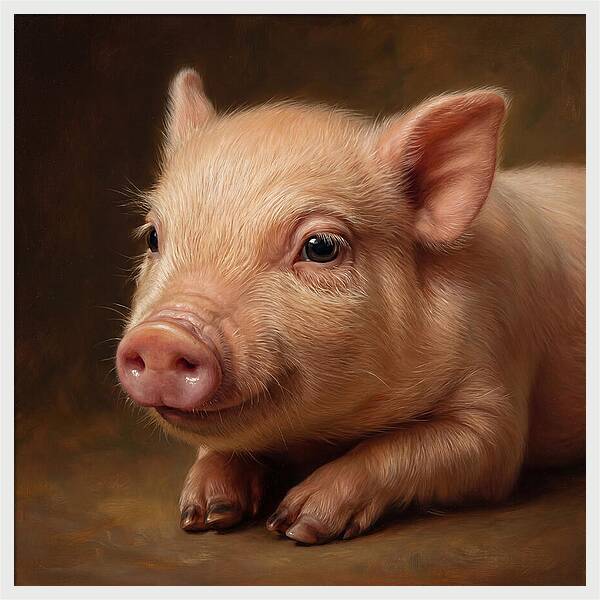 Piglet Portrait In Realism