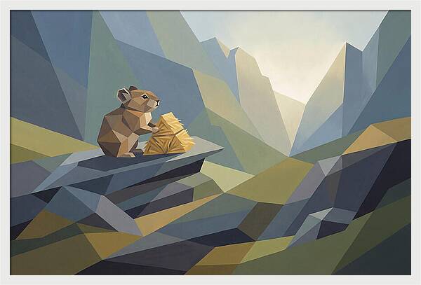Pika Gathering Hay On Alpine Slope