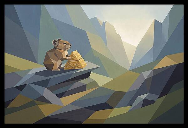 Pika Gathering Hay On Alpine Slope