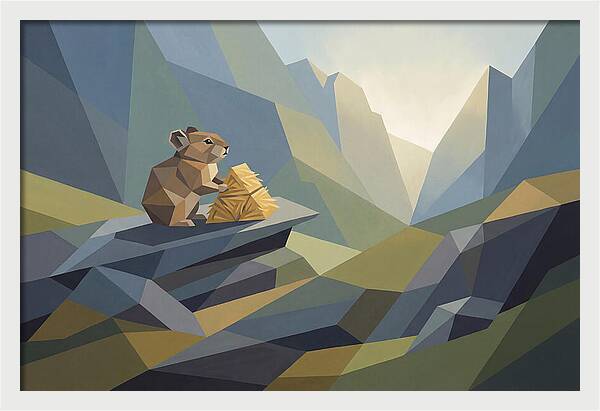 Pika Gathering Hay On Alpine Slope