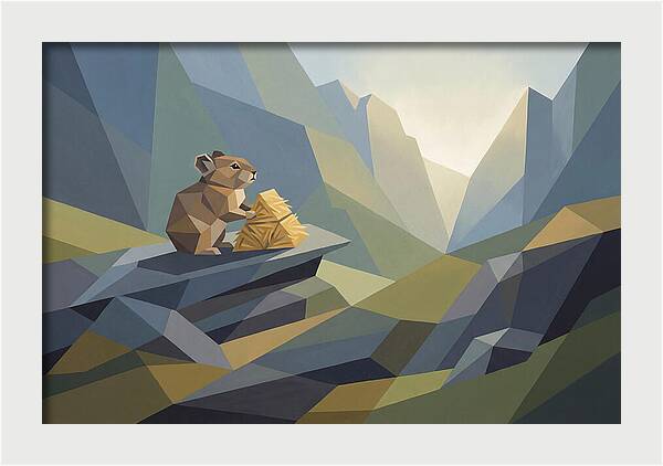 Pika Gathering Hay On Alpine Slope