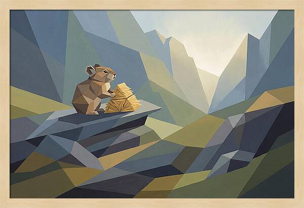 Pika Gathering Hay On Alpine Slope