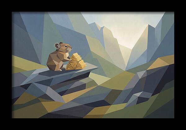 Pika Gathering Hay On Alpine Slope