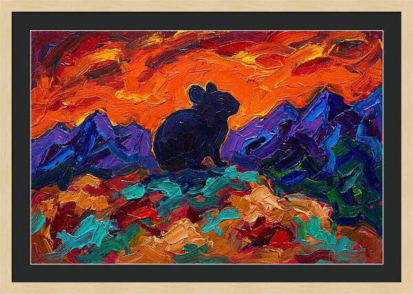 Pika Silhouette Against Vibrant Landscape