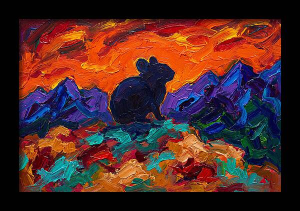 Pika Silhouette Against Vibrant Landscape