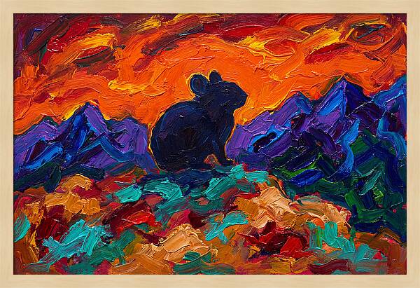 Pika Silhouette Against Vibrant Landscape