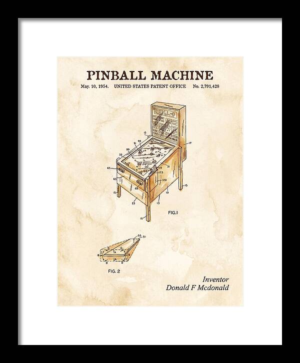 Pinball Machine Watercolor Patent Us2791428a