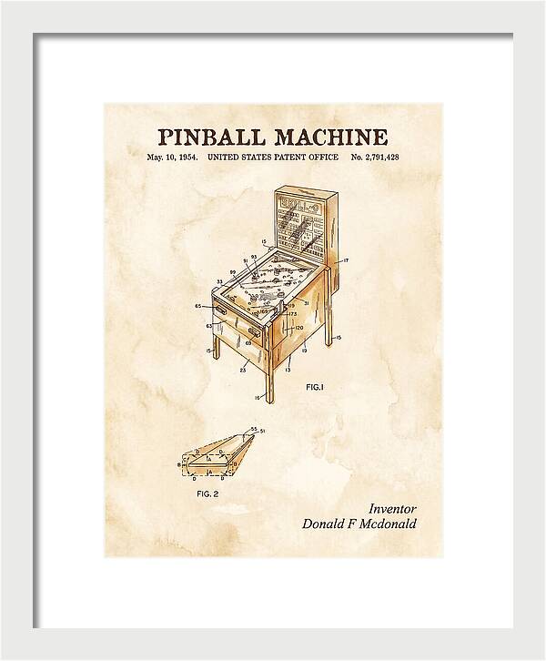 Pinball Machine Watercolor Patent Us2791428a