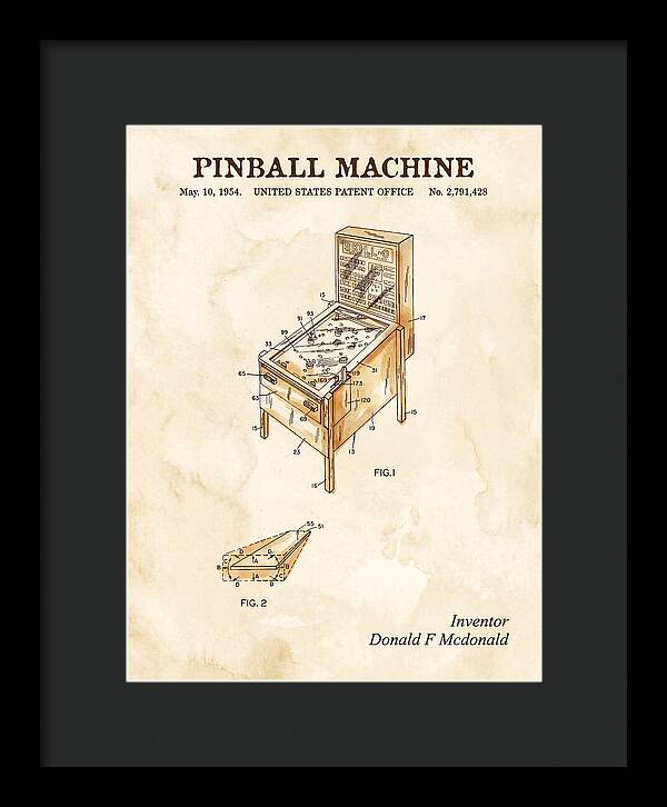 Pinball Machine Watercolor Patent Us2791428a
