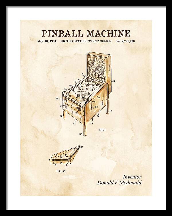 Pinball Machine Watercolor Patent Us2791428a