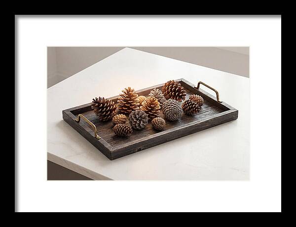 Pine Cone Collection On Rustic Tray