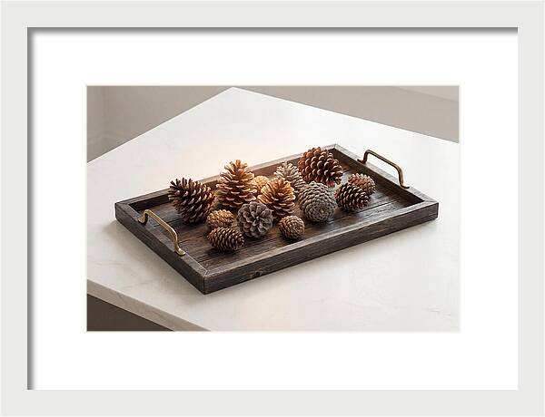Pine Cone Collection On Rustic Tray