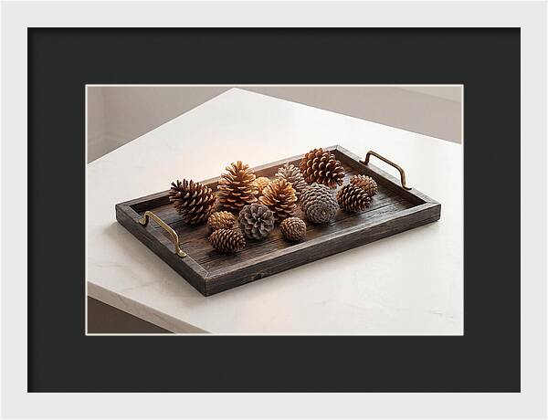 Pine Cone Collection On Rustic Tray