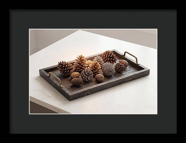 Pine Cone Collection On Rustic Tray