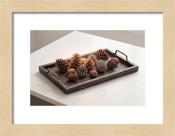 Pine Cone Collection On Rustic Tray