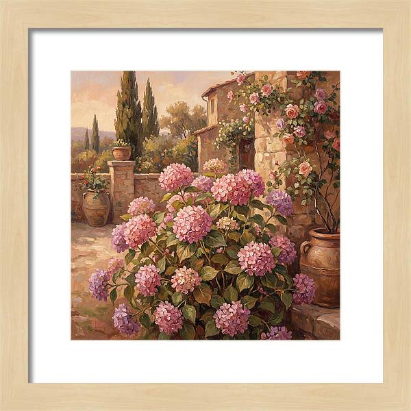 Pink Hydrangeas In A Mediterranean Garden