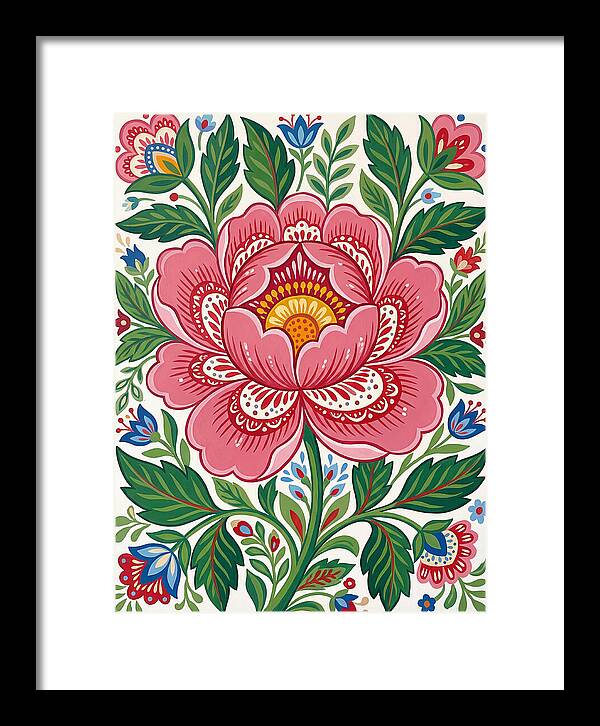 Pink Peony Folk Art